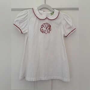 Classic Whimsy “EPR” White Cord Dress with Red Piping